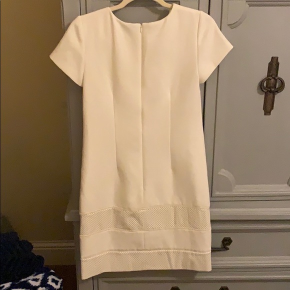 Cream Ann Taylor Dress with Faux Leather - Picture 2 of 3